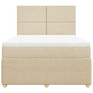 Κρεβάτι Boxspring με Στρώμα Κρεμ 160x200 εκ. Υφασμάτινο - Pakobazaar