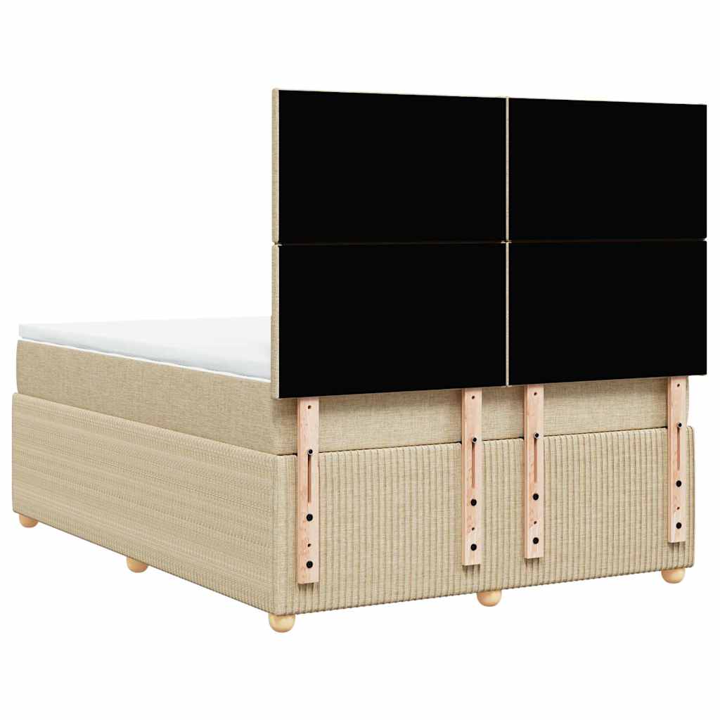 Κρεβάτι Boxspring με Στρώμα Κρεμ 160x200 εκ. Υφασμάτινο - Pakobazaar