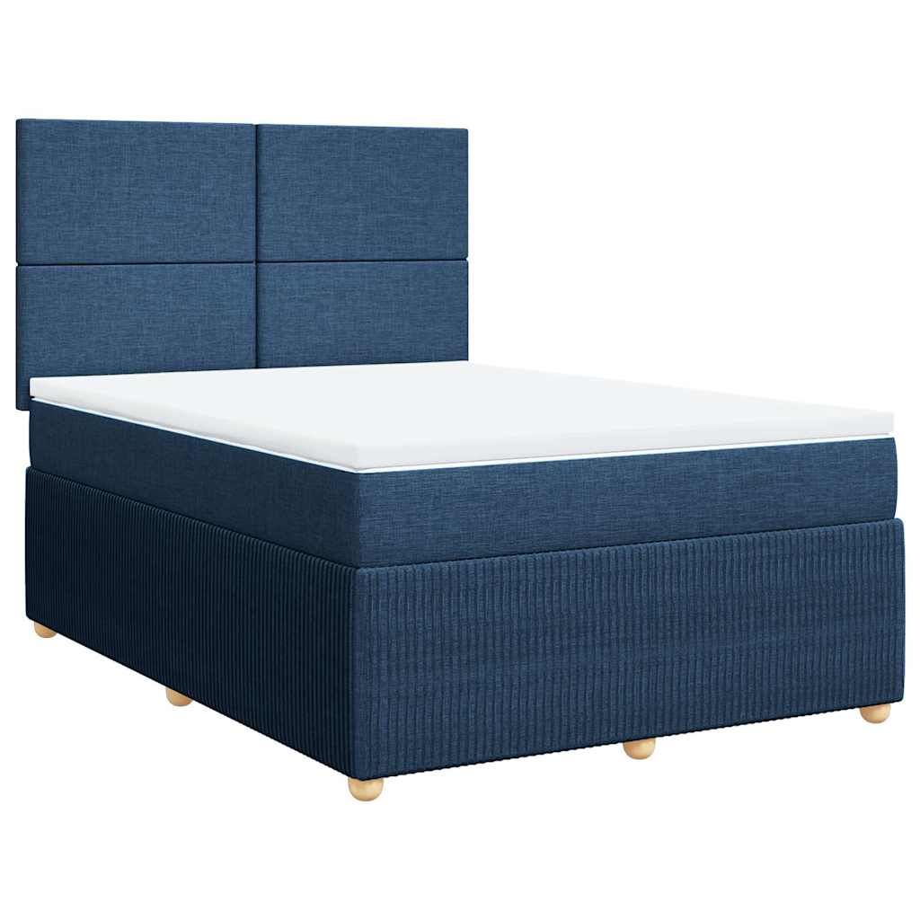 Κρεβάτι Boxspring με Στρώμα Μπλε 160x200 εκ. Υφασμάτινο - Pakobazaar