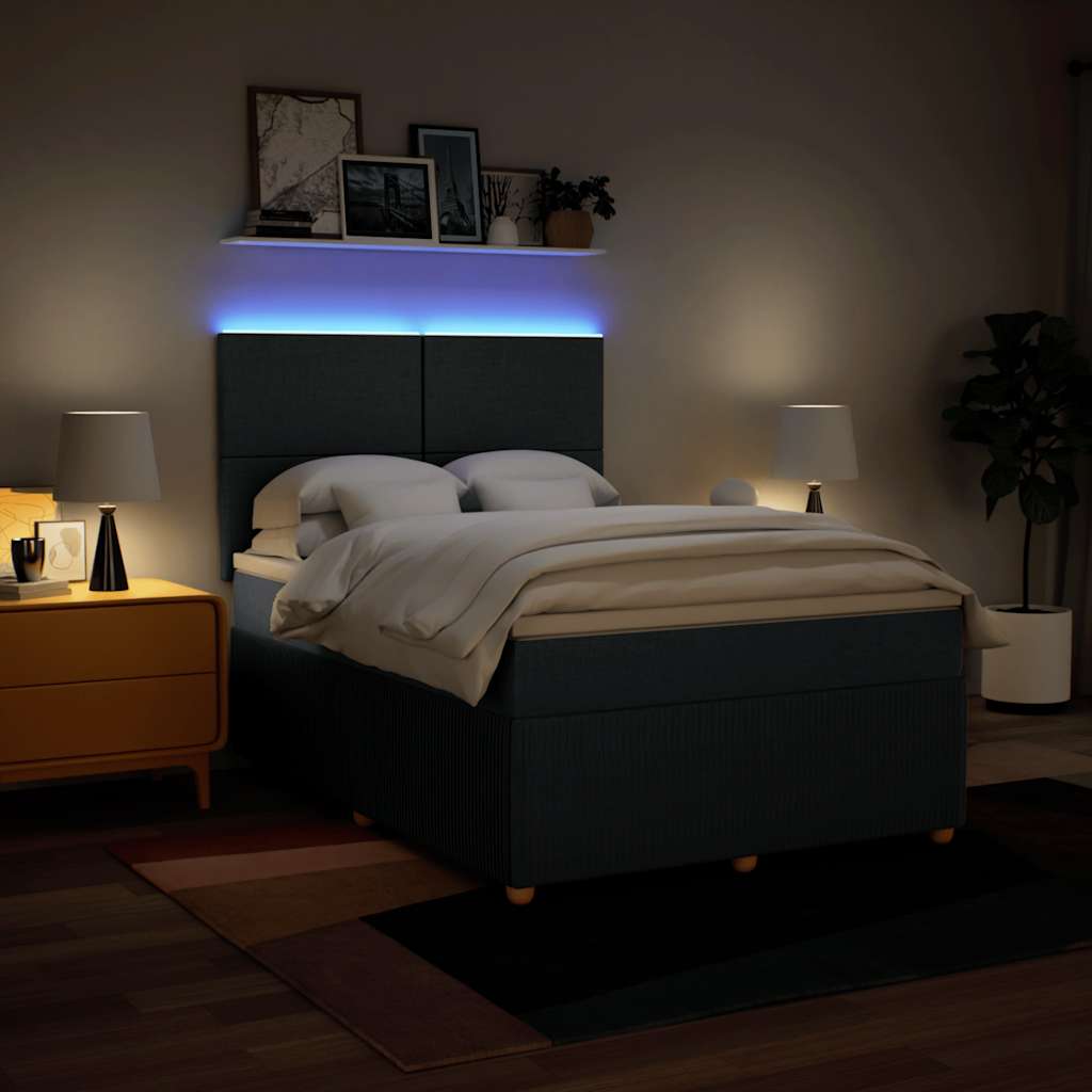 Κρεβάτι Boxspring με Στρώμα Μπλε 160x200 εκ. Υφασμάτινο - Pakobazaar