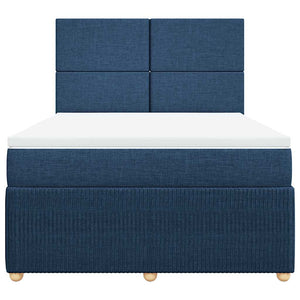 Κρεβάτι Boxspring με Στρώμα Μπλε 160x200 εκ. Υφασμάτινο - Pakobazaar