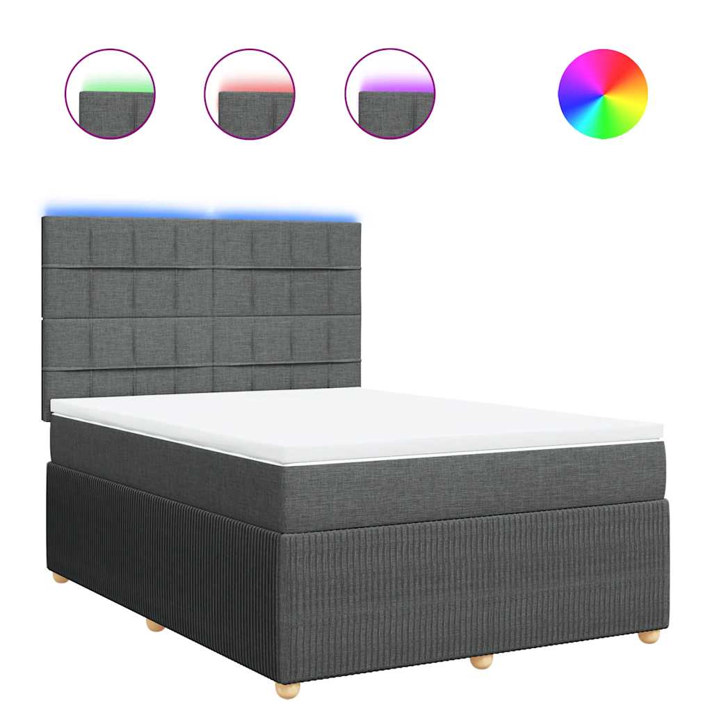 Κρεβάτι Boxspring με Στρώμα Σκούρο Γκρι 160x200 εκ Υφασμάτινο - Pakobazaar