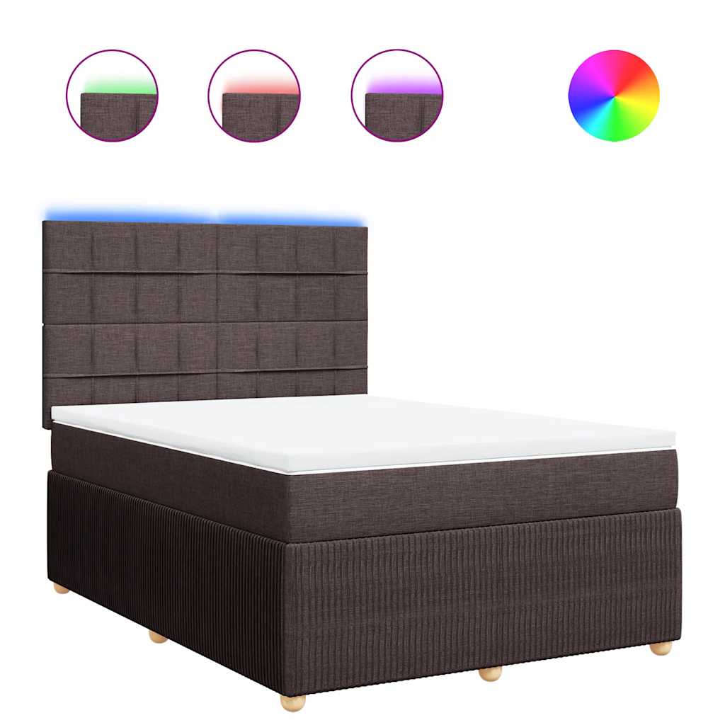 Κρεβάτι Boxspring με Στρώμα Σκούρο Καφέ 160x200 εκ Υφασμάτινο - Pakobazaar
