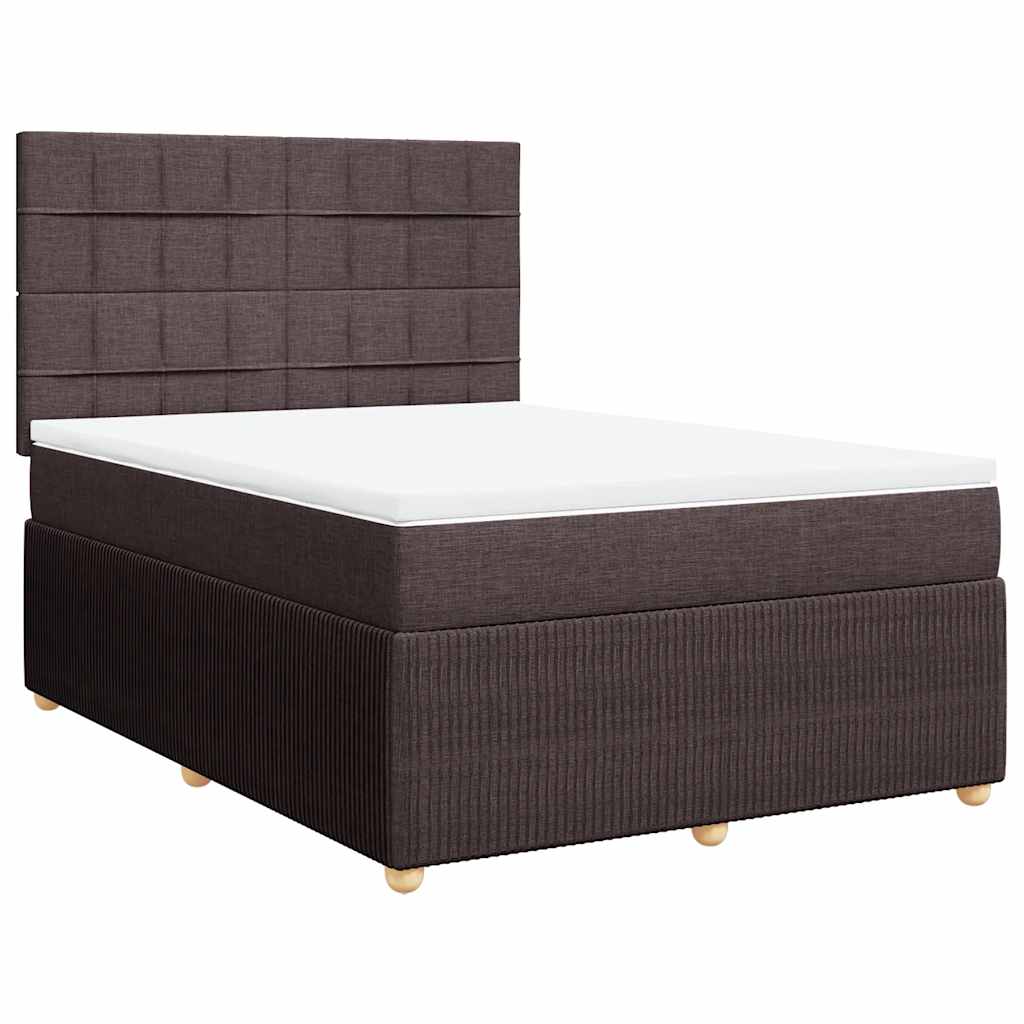 Κρεβάτι Boxspring με Στρώμα Σκούρο Καφέ 160x200 εκ Υφασμάτινο - Pakobazaar