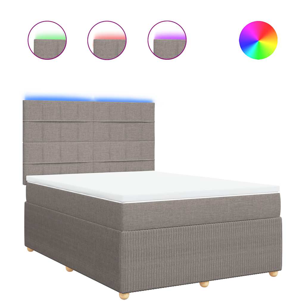 Κρεβάτι Boxspring με Στρώμα Taupe 160x200 εκ. Υφασμάτινο - Pakobazaar