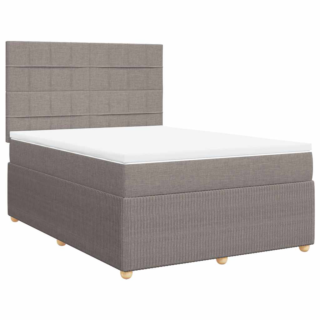 Κρεβάτι Boxspring με Στρώμα Taupe 160x200 εκ. Υφασμάτινο - Pakobazaar