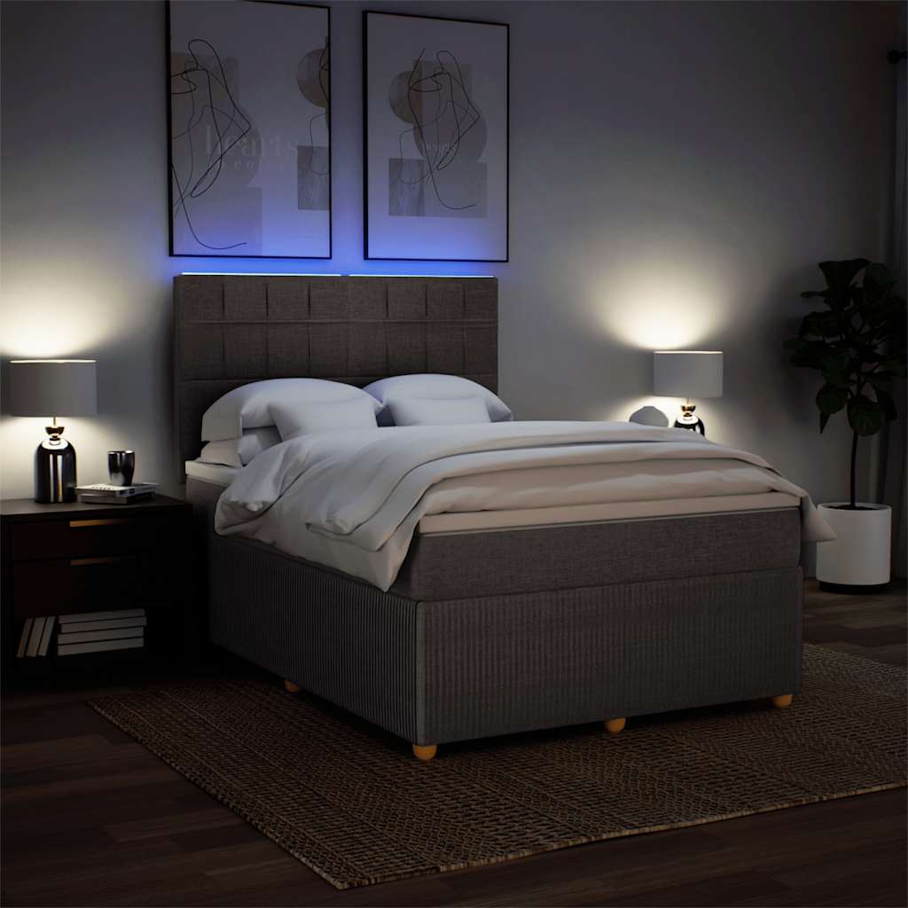 Κρεβάτι Boxspring με Στρώμα Taupe 160x200 εκ. Υφασμάτινο - Pakobazaar