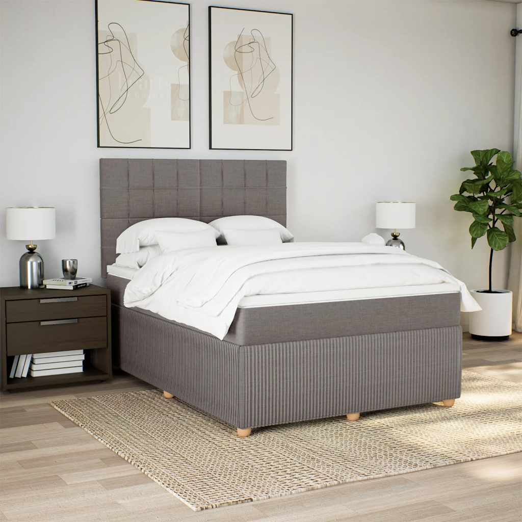 Κρεβάτι Boxspring με Στρώμα Taupe 160x200 εκ. Υφασμάτινο - Pakobazaar