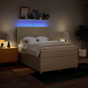 Κρεβάτι Boxspring με Στρώμα Κρεμ 160x200 εκ. Υφασμάτινο - Pakobazaar