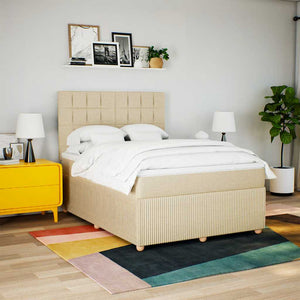 Κρεβάτι Boxspring με Στρώμα Κρεμ 160x200 εκ. Υφασμάτινο - Pakobazaar