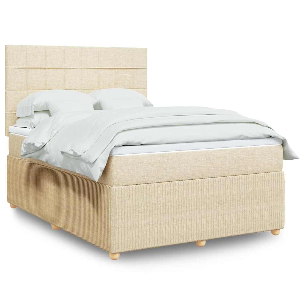 Κρεβάτι Boxspring με Στρώμα Κρεμ 160x200 εκ. Υφασμάτινο - Pakobazaar
