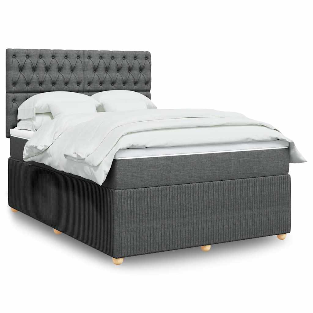 Κρεβάτι Boxspring με Στρώμα Σκούρο Γκρι 160x200 εκ Υφασμάτινο - Pakobazaar