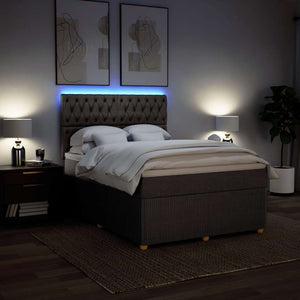 Κρεβάτι Boxspring με Στρώμα Taupe 160x200 εκ. Υφασμάτινο - Pakobazaar