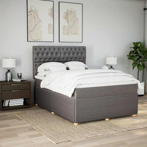 Κρεβάτι Boxspring με Στρώμα Taupe 160x200 εκ. Υφασμάτινο - Pakobazaar