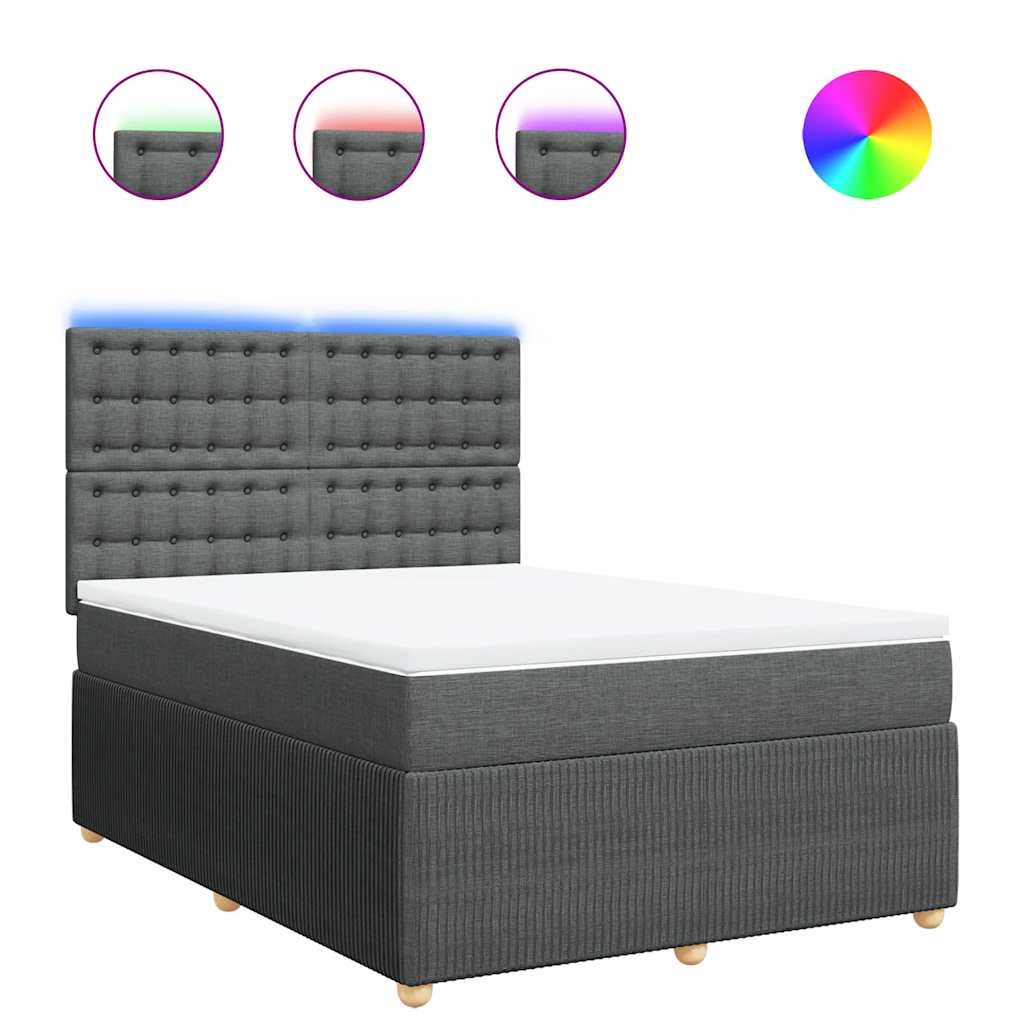 Κρεβάτι Boxspring με Στρώμα Σκούρο Γκρι 160x200 εκ Υφασμάτινο - Pakobazaar