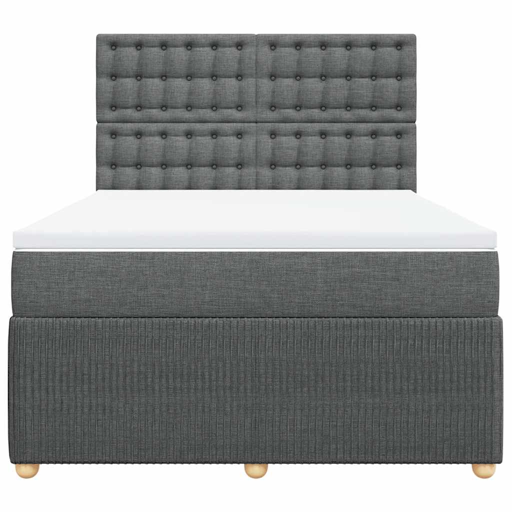 Κρεβάτι Boxspring με Στρώμα Σκούρο Γκρι 160x200 εκ Υφασμάτινο - Pakobazaar