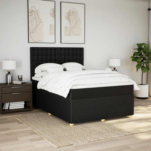 Κρεβάτι Boxspring με Στρώμα Μαύρο 160x200 εκ. Υφασμάτινο - Pakobazaar