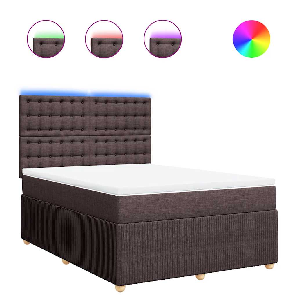 Κρεβάτι Boxspring με Στρώμα Σκούρο Καφέ 160x200 εκ Υφασμάτινο - Pakobazaar