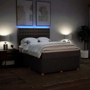 Κρεβάτι Boxspring με Στρώμα Σκούρο Καφέ 160x200 εκ Υφασμάτινο - Pakobazaar