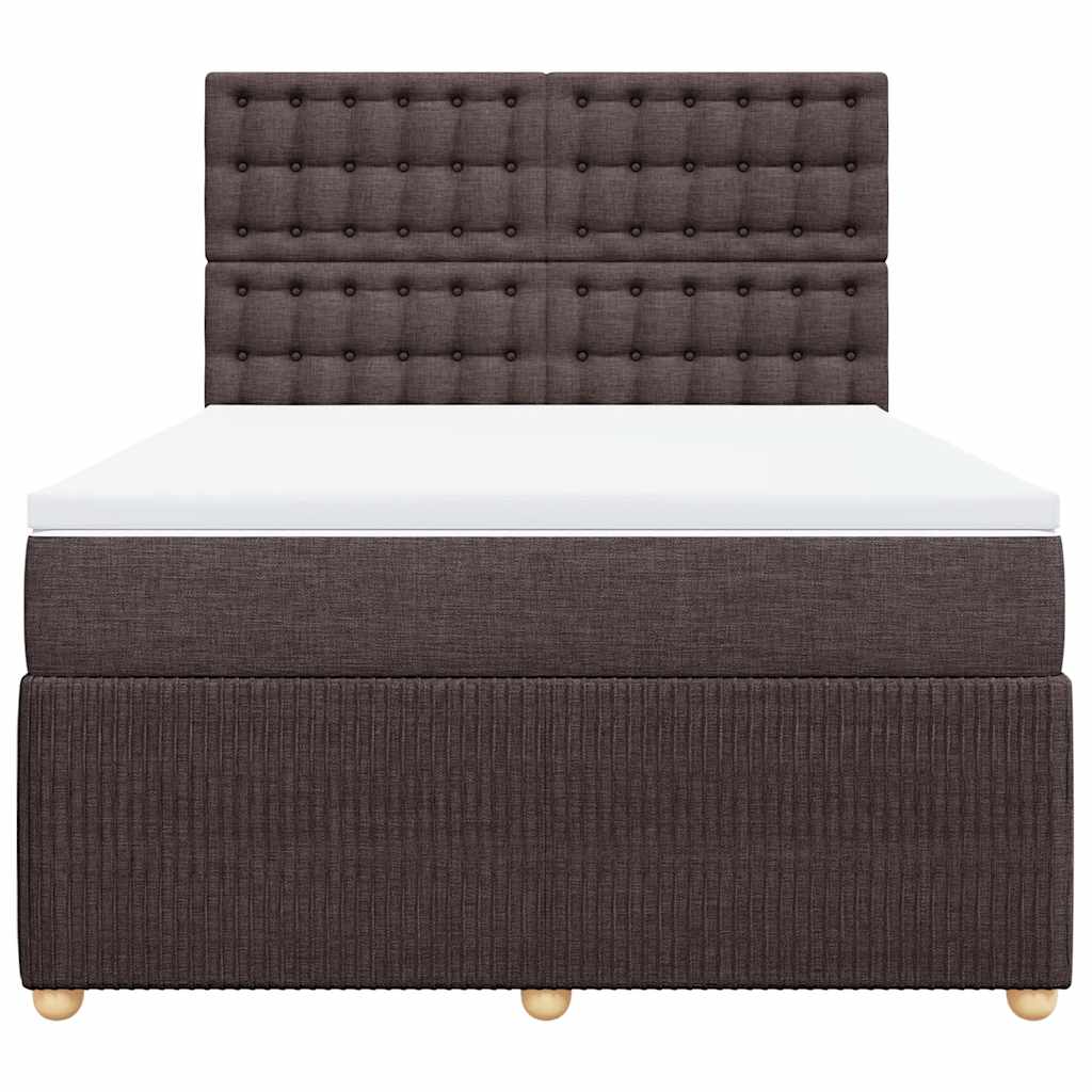 Κρεβάτι Boxspring με Στρώμα Σκούρο Καφέ 160x200 εκ Υφασμάτινο - Pakobazaar