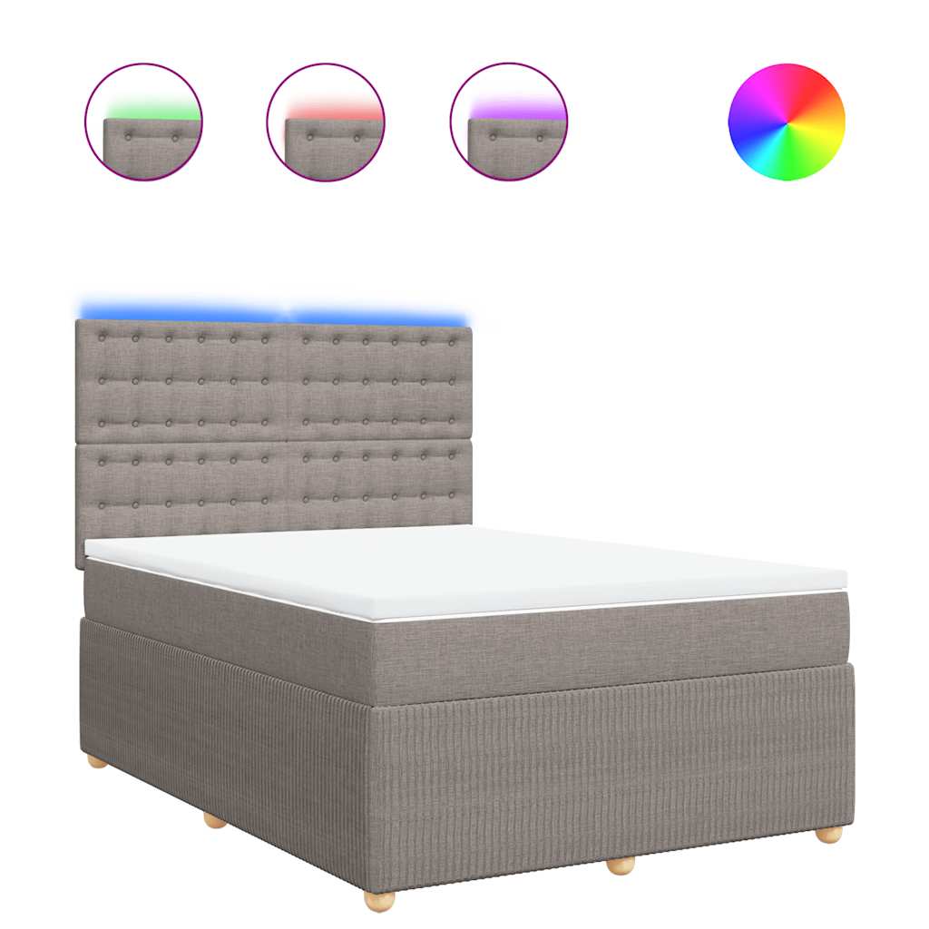 Κρεβάτι Boxspring με Στρώμα Taupe 160x200 εκ. Υφασμάτινο - Pakobazaar