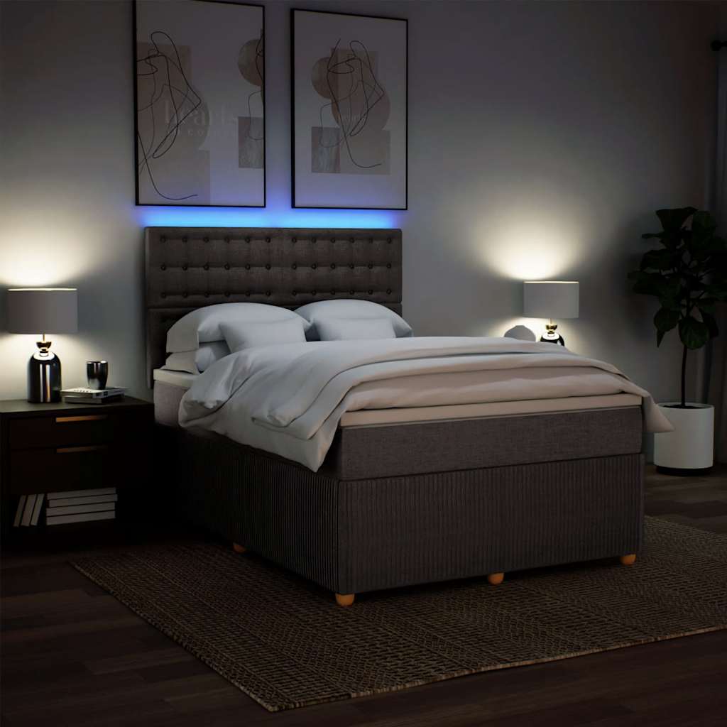 Κρεβάτι Boxspring με Στρώμα Taupe 160x200 εκ. Υφασμάτινο - Pakobazaar