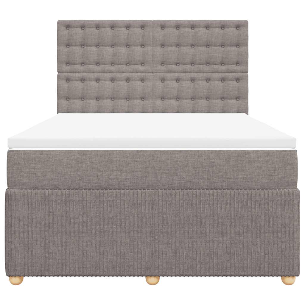 Κρεβάτι Boxspring με Στρώμα Taupe 160x200 εκ. Υφασμάτινο - Pakobazaar
