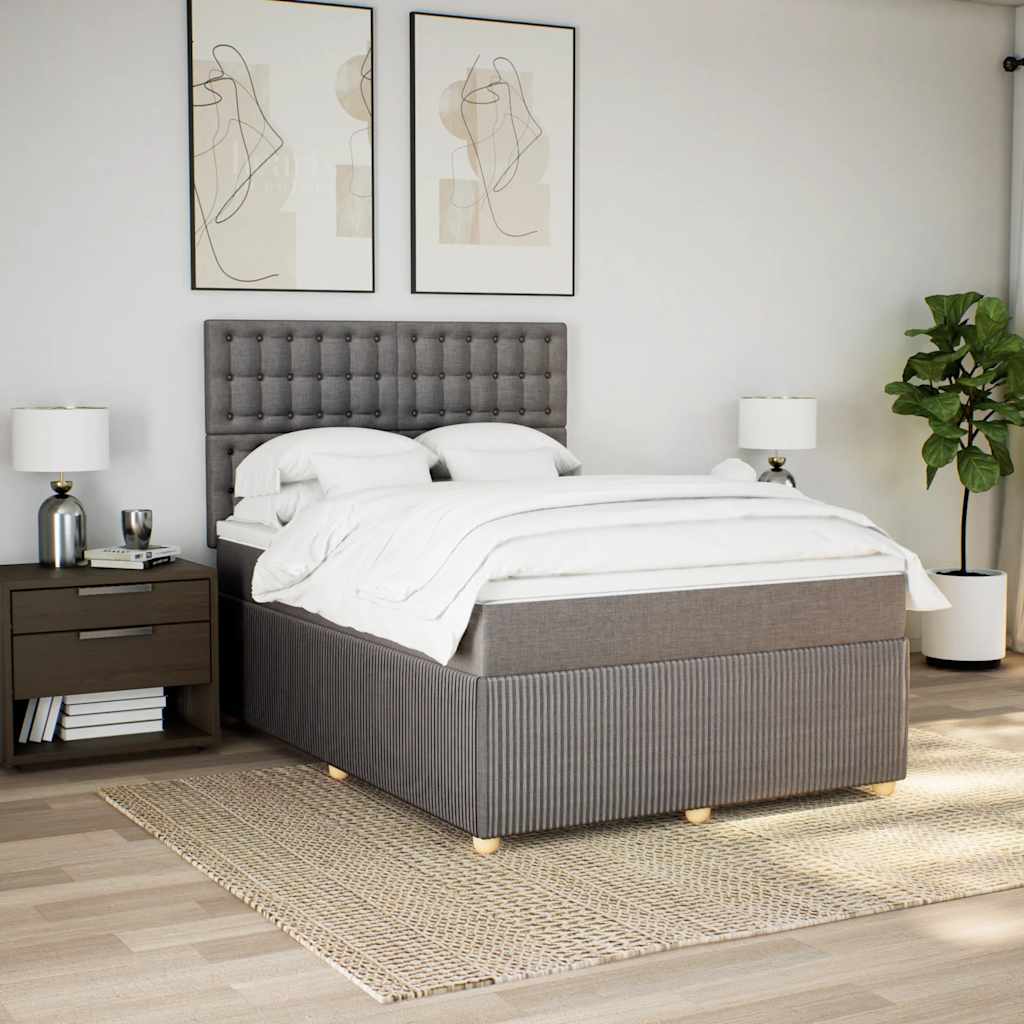 Κρεβάτι Boxspring με Στρώμα Taupe 160x200 εκ. Υφασμάτινο - Pakobazaar
