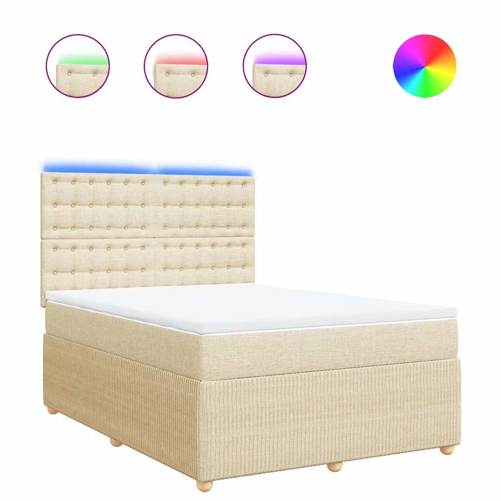 Κρεβάτι Boxspring με Στρώμα Κρεμ 160x200 εκ. Υφασμάτινο - Pakobazaar