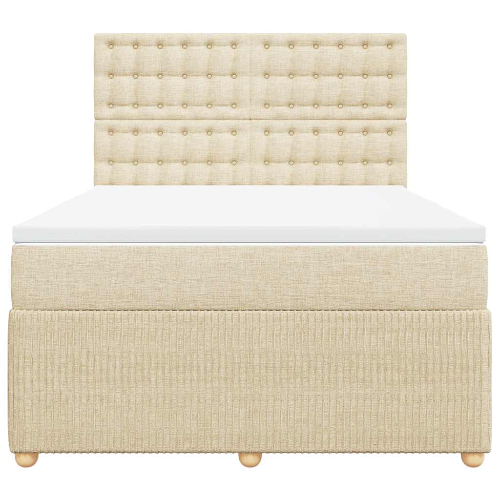 Κρεβάτι Boxspring με Στρώμα Κρεμ 160x200 εκ. Υφασμάτινο - Pakobazaar