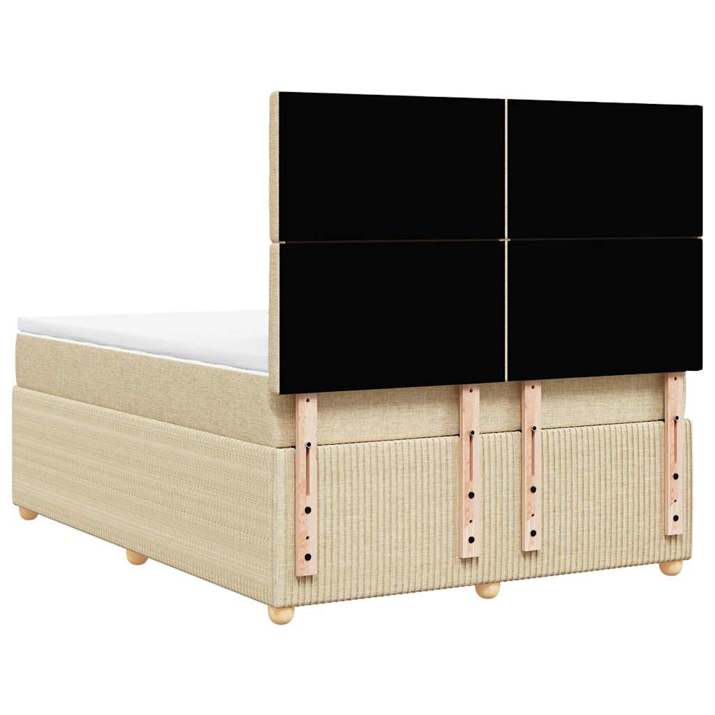 Κρεβάτι Boxspring με Στρώμα Κρεμ 160x200 εκ. Υφασμάτινο - Pakobazaar