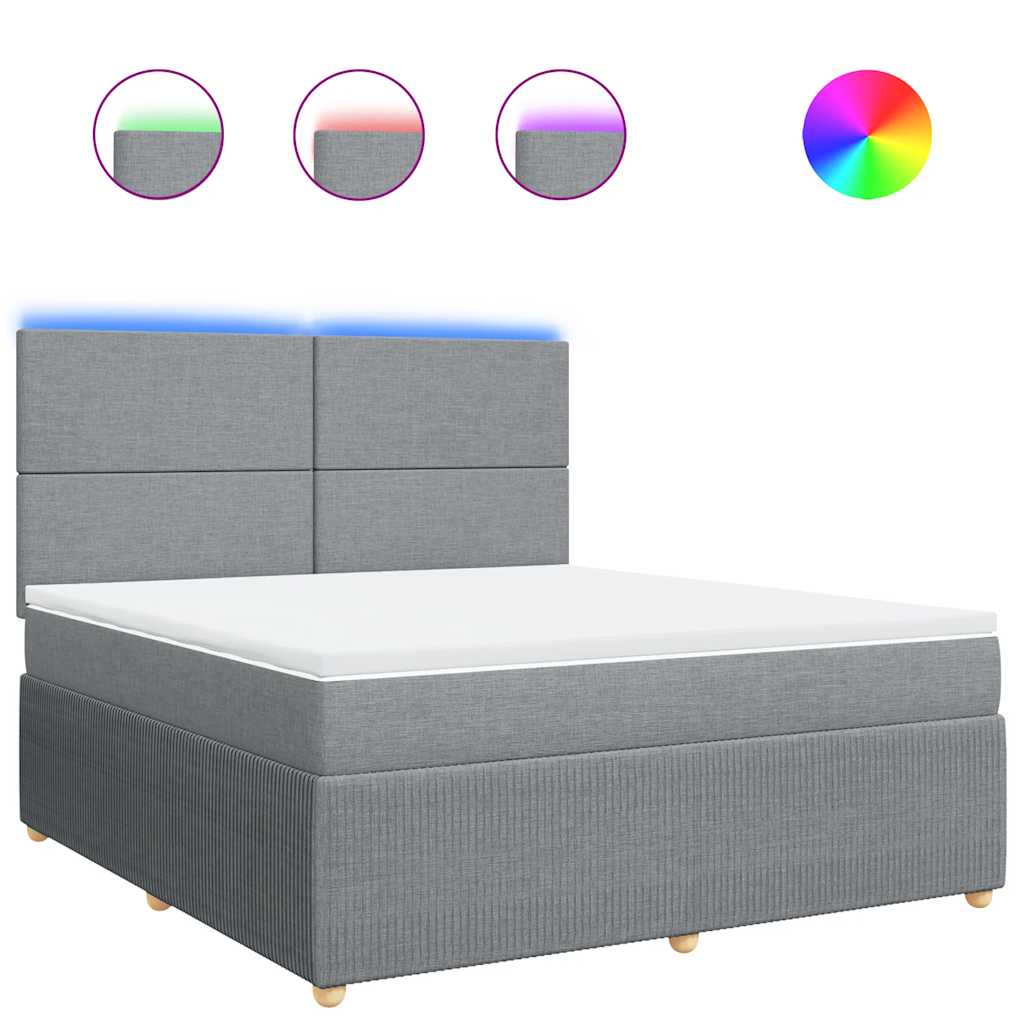 Κρεβάτι Boxspring με Στρώμα Ανοιχτό Γκρι 180x200 εκ. Υφασμάτινο - Pakobazaar