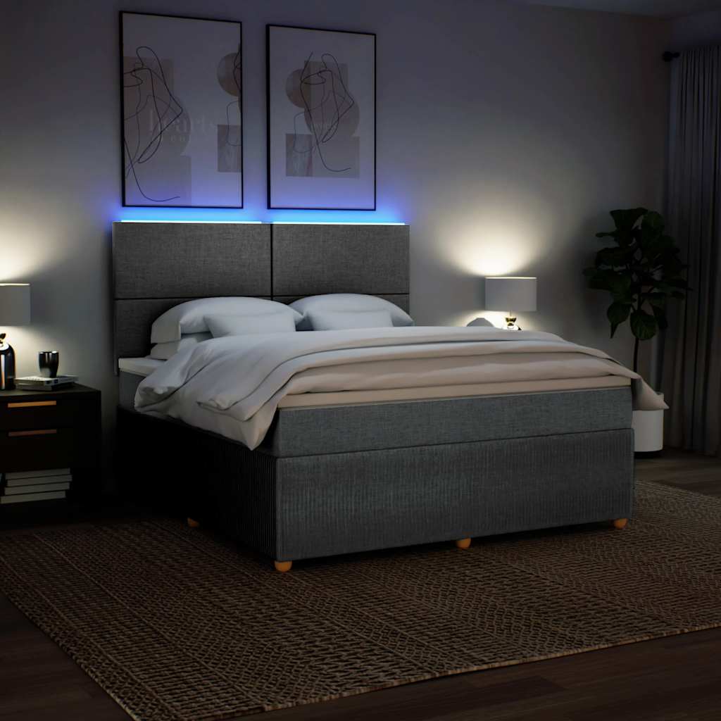 Κρεβάτι Boxspring με Στρώμα Ανοιχτό Γκρι 180x200 εκ. Υφασμάτινο - Pakobazaar