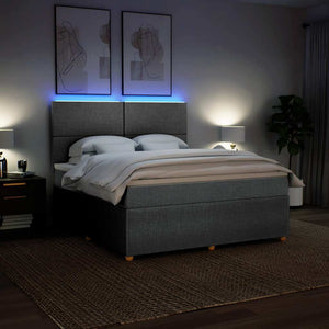 Κρεβάτι Boxspring με Στρώμα Ανοιχτό Γκρι 180x200 εκ. Υφασμάτινο - Pakobazaar
