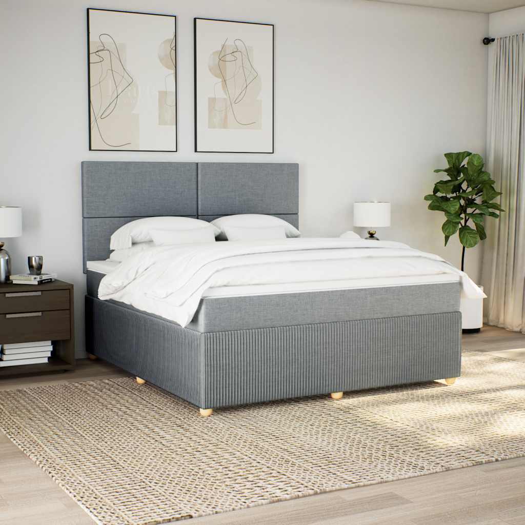 Κρεβάτι Boxspring με Στρώμα Ανοιχτό Γκρι 180x200 εκ. Υφασμάτινο - Pakobazaar