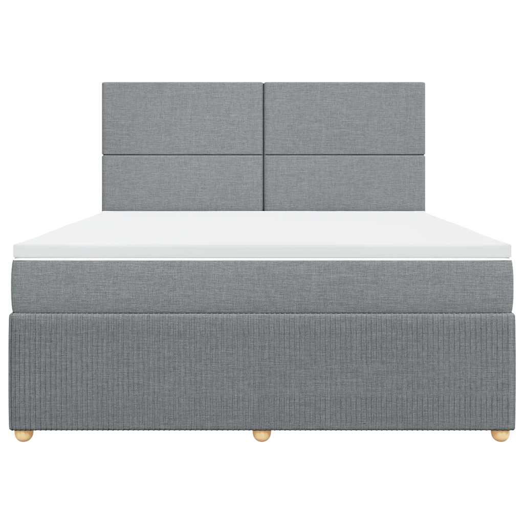 Κρεβάτι Boxspring με Στρώμα Ανοιχτό Γκρι 180x200 εκ. Υφασμάτινο - Pakobazaar