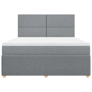 Κρεβάτι Boxspring με Στρώμα Ανοιχτό Γκρι 180x200 εκ. Υφασμάτινο - Pakobazaar
