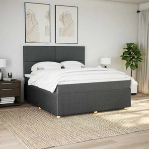 Κρεβάτι Boxspring με Στρώμα Σκούρο Γκρι 180x200 εκ Υφασμάτιν - Pakobazaar