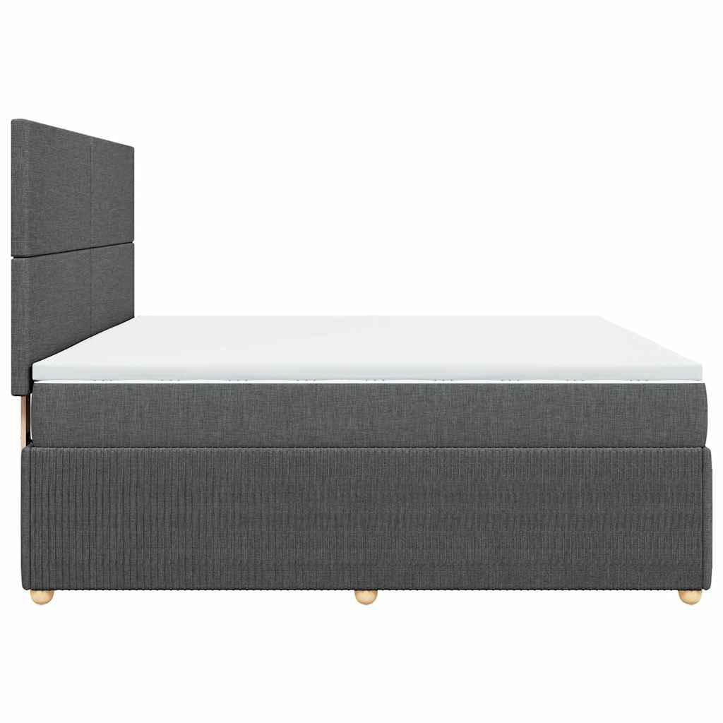 Κρεβάτι Boxspring με Στρώμα Σκούρο Γκρι 180x200 εκ Υφασμάτιν - Pakobazaar