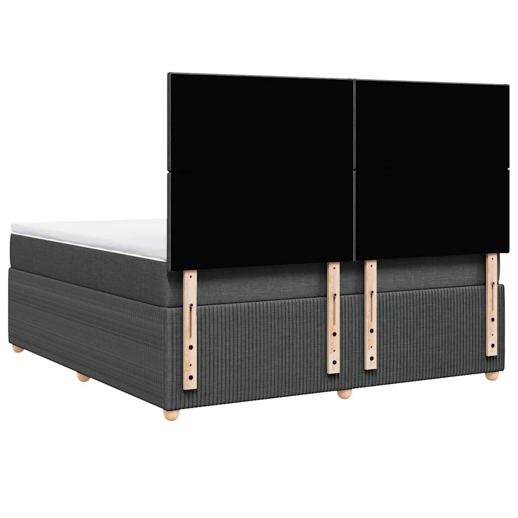 Κρεβάτι Boxspring με Στρώμα Σκούρο Γκρι 180x200 εκ Υφασμάτιν - Pakobazaar