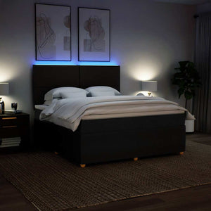 Κρεβάτι Boxspring με Στρώμα Μαύρο 180x200 εκ. Υφασμάτινο - Pakobazaar
