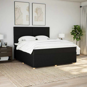 Κρεβάτι Boxspring με Στρώμα Μαύρο 180x200 εκ. Υφασμάτινο - Pakobazaar