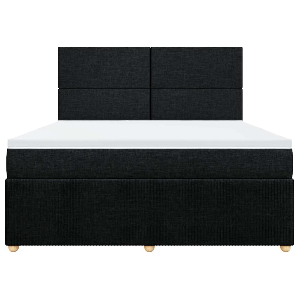 Κρεβάτι Boxspring με Στρώμα Μαύρο 180x200 εκ. Υφασμάτινο - Pakobazaar