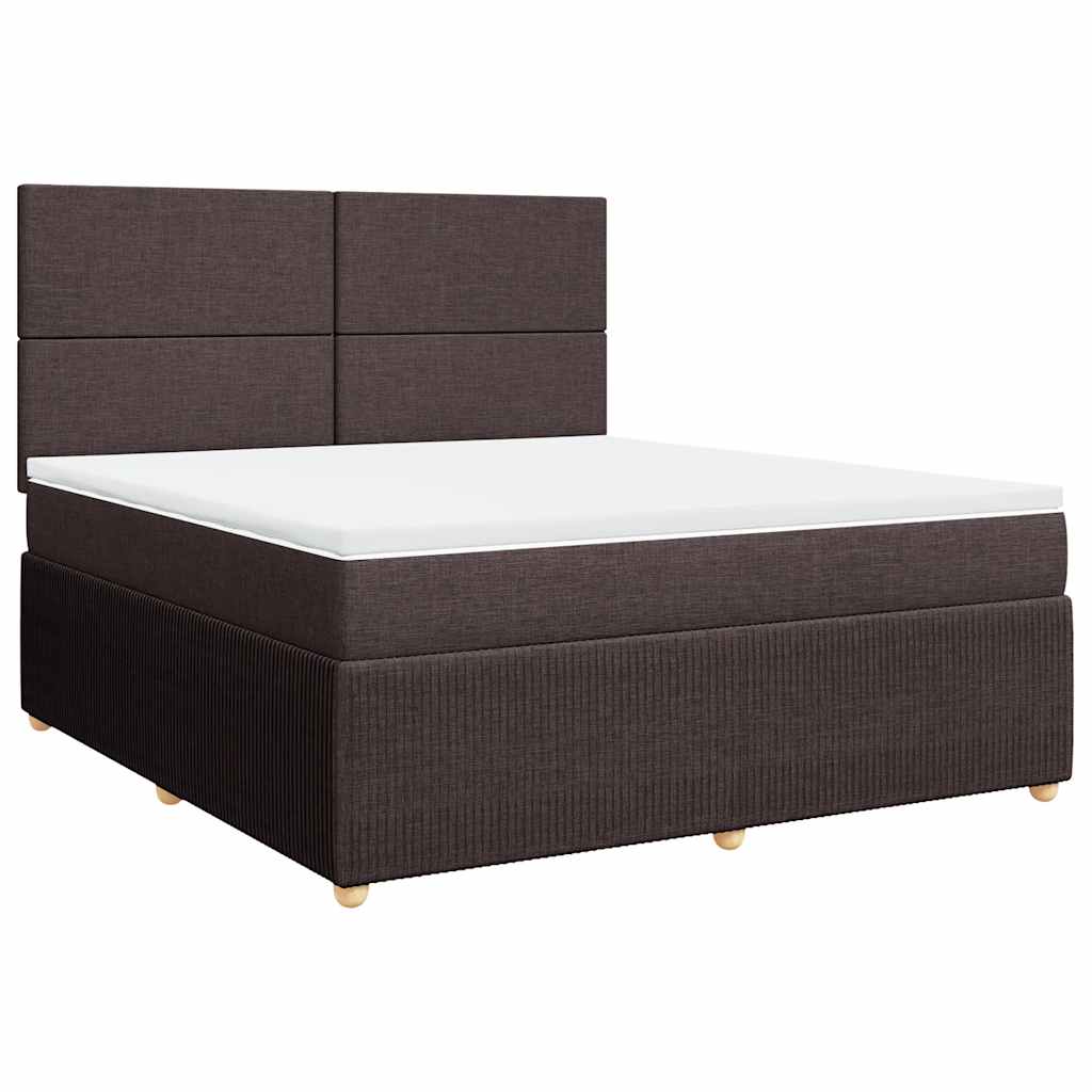 Κρεβάτι Boxspring με Στρώμα Σκούρο Καφέ 180x200 εκ Υφασμάτινο - Pakobazaar