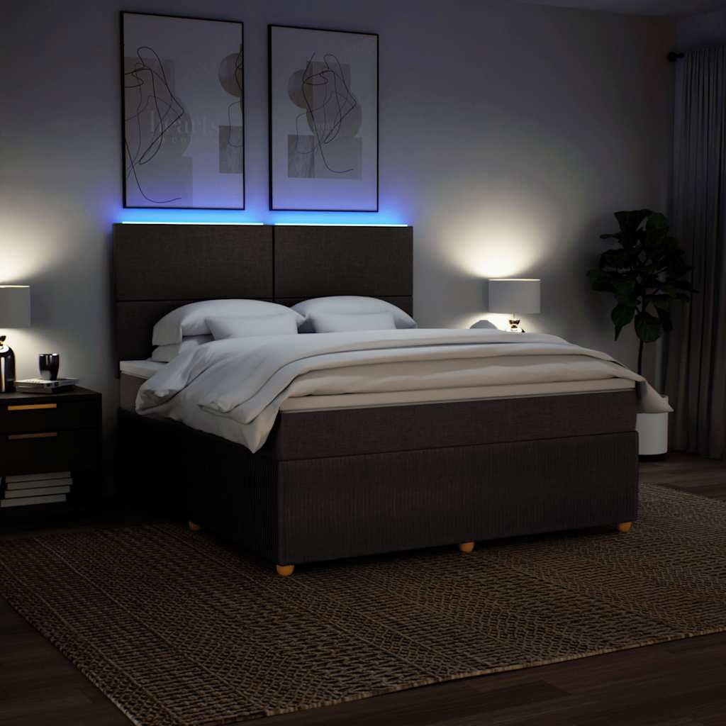 Κρεβάτι Boxspring με Στρώμα Σκούρο Καφέ 180x200 εκ Υφασμάτινο - Pakobazaar