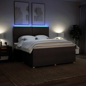Κρεβάτι Boxspring με Στρώμα Σκούρο Καφέ 180x200 εκ Υφασμάτινο - Pakobazaar