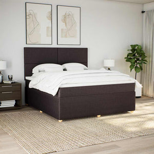 Κρεβάτι Boxspring με Στρώμα Σκούρο Καφέ 180x200 εκ Υφασμάτινο - Pakobazaar
