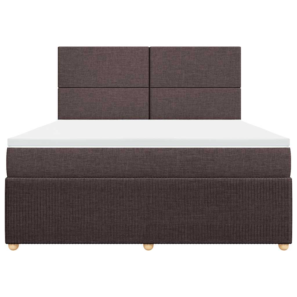 Κρεβάτι Boxspring με Στρώμα Σκούρο Καφέ 180x200 εκ Υφασμάτινο - Pakobazaar