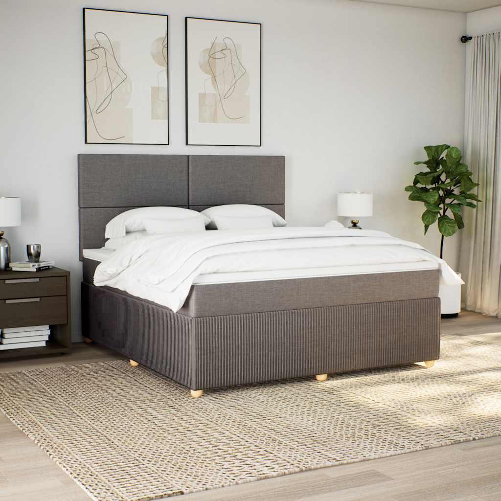 Κρεβάτι Boxspring με Στρώμα Taupe 180x200 εκ. Υφασμάτινο - Pakobazaar