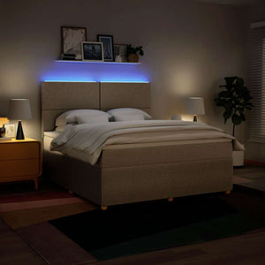Κρεβάτι Boxspring με Στρώμα Κρεμ 180x200 εκ. Υφασμάτινο